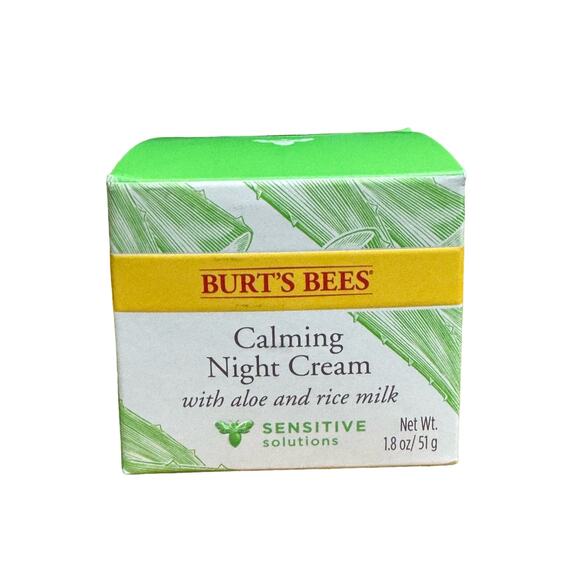Burt's Bees Calming Night Cream With Aloe & Rice Milk 1.8 Oz  Sensitive Solution - Picture 1 of 4